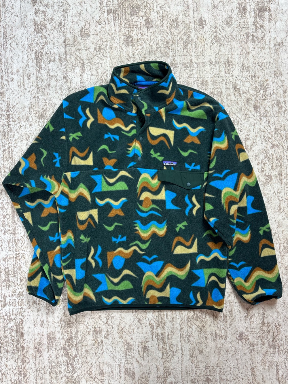 Patagonia Synchilla Snap T Pullover Arctic Collage Northern Green European Fit M